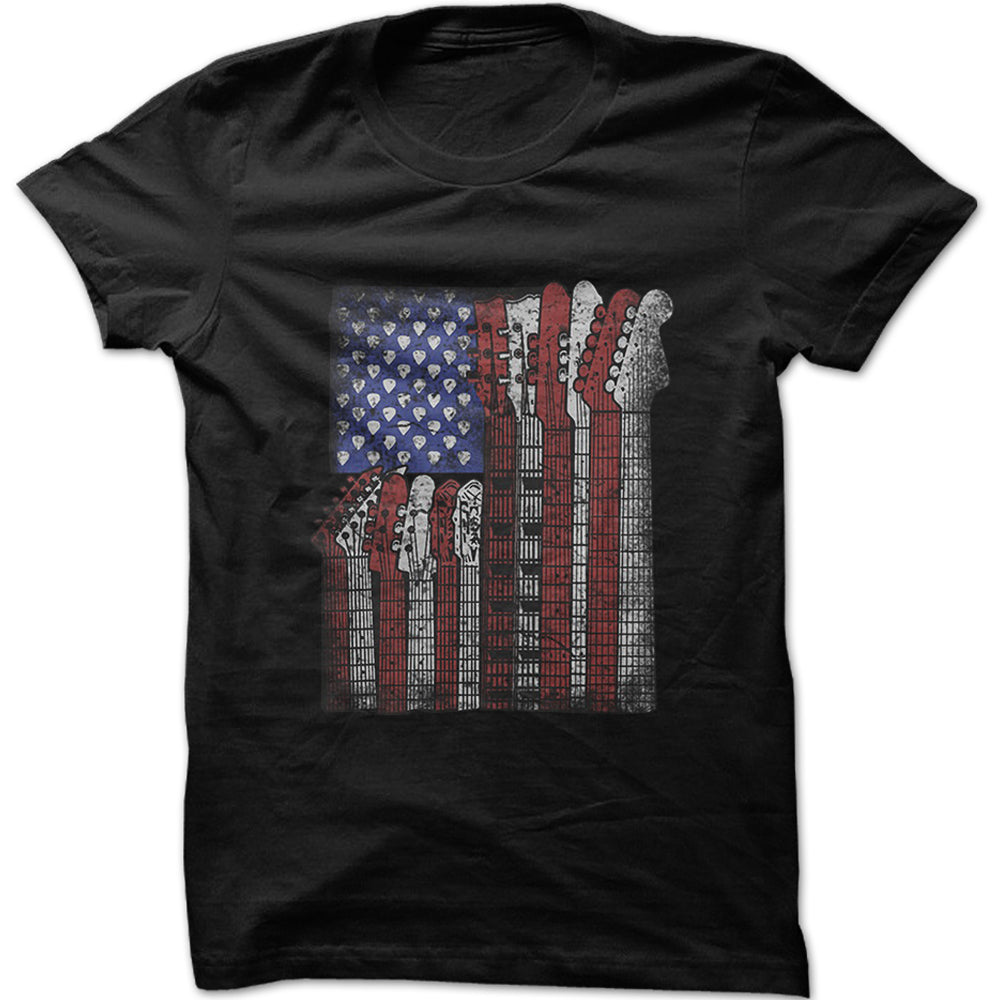 Men's American Flag Guitar Graphic T-Shirt