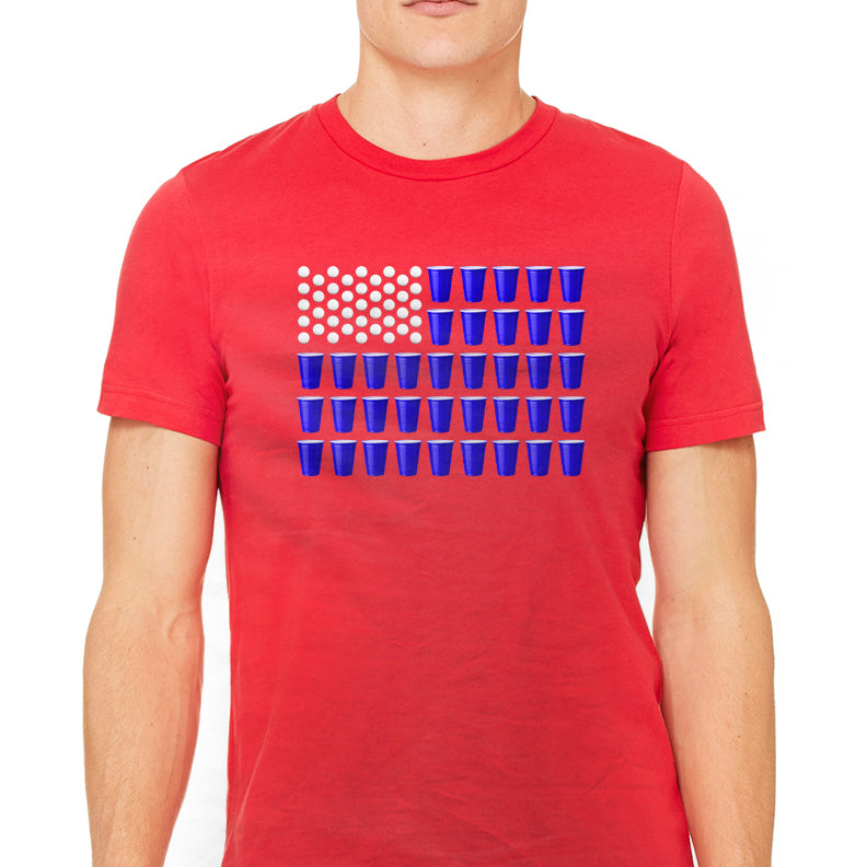 Men's Red Solo Cup American Flag Graphic T-Shirt