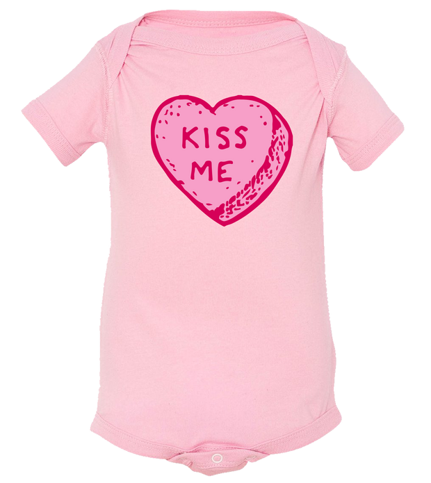 Candy Heart Kiss Me Baby Onesie