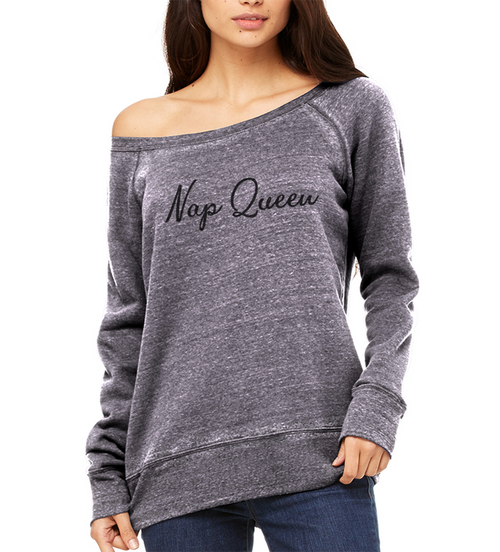 Nap Queen Off Shoulder Sweatshirt Acid Wash